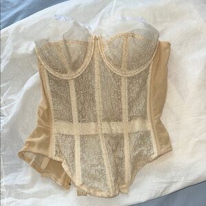 RARE Warner's Cream Lace Corset - as seen on Brigitte Bardot